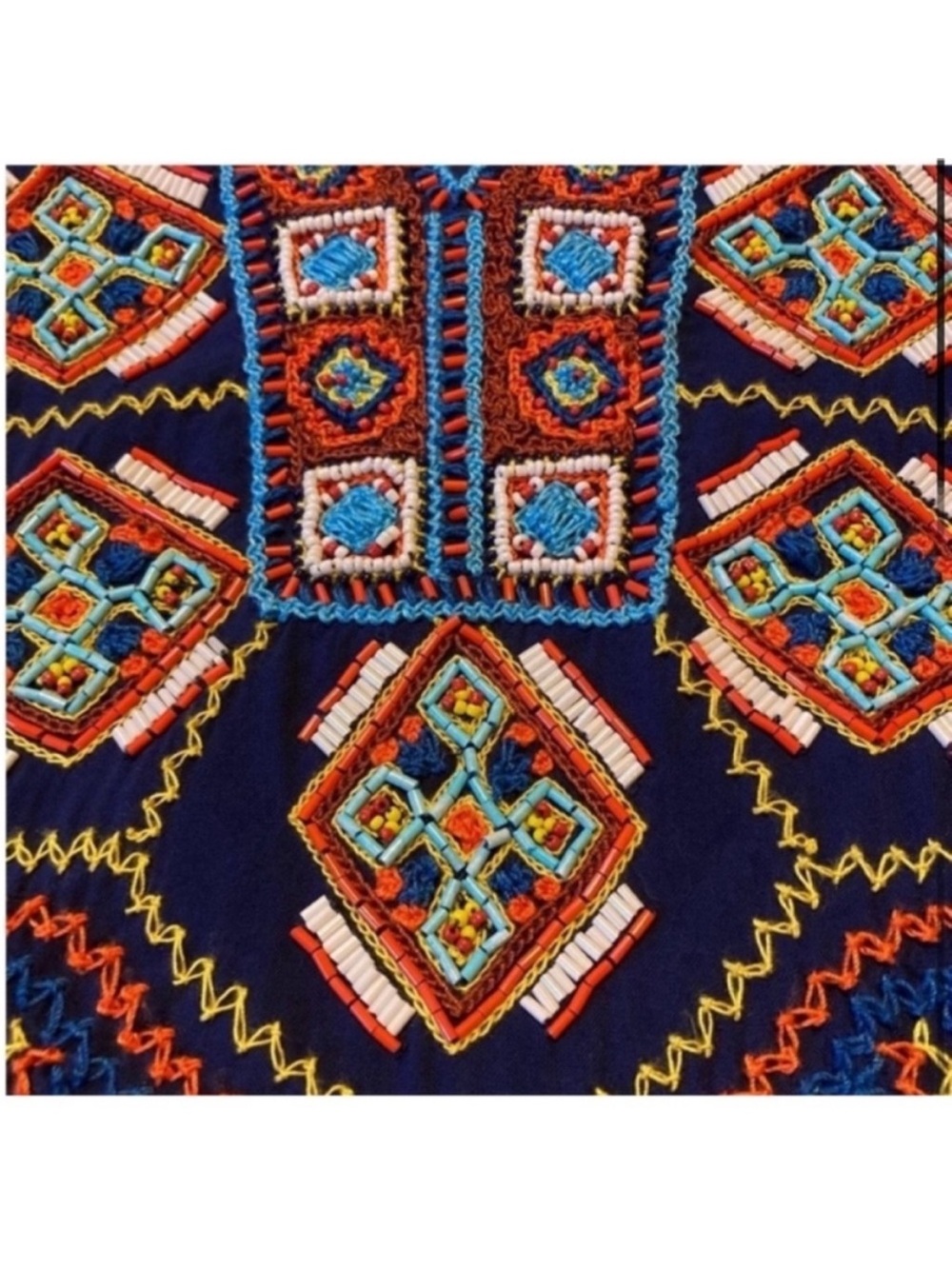 Pia Pauro Blue Embroidered Beaded Shift Dress gorgeous details size medium - Picture 2 of 9